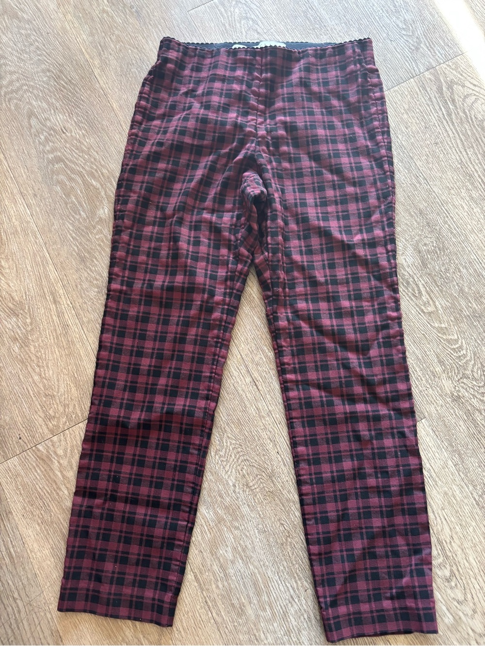 Elle Men's Maroon and Black Plaid Pants